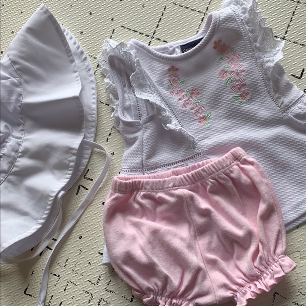 Calvin Klein Summer baby girl set tank, short, hat